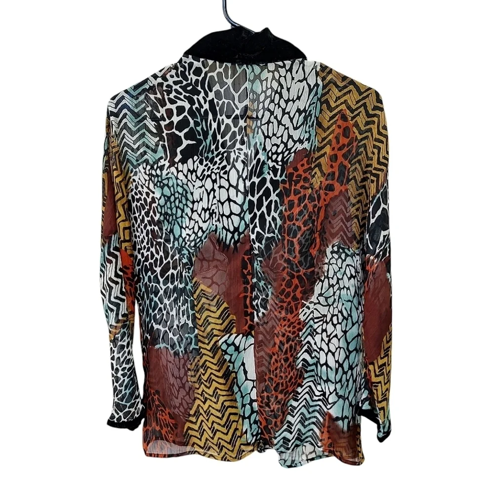 Diane Von Furstenberg Animal Print Top With Velvet Trim